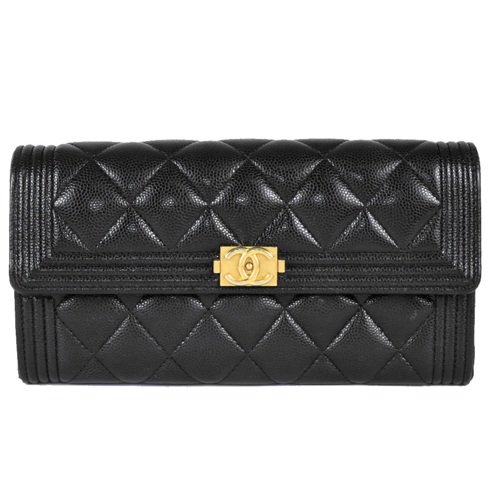 CHANEL Black Caviar Leather Wallet